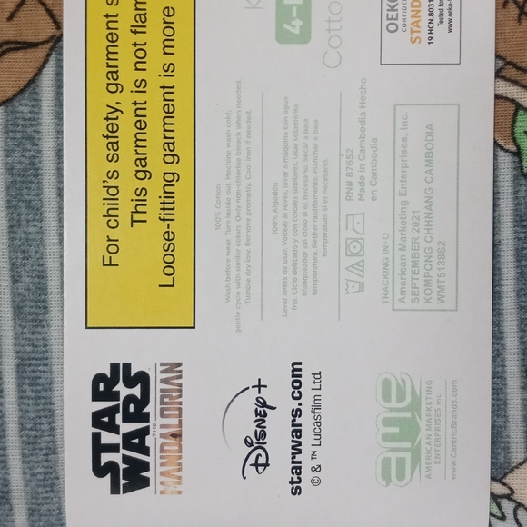 Star Wars The Mandalorian 4-Piece Kids Cotton PJ Set. Green Gray SZ 4 BG220 - Picture 5 of 8